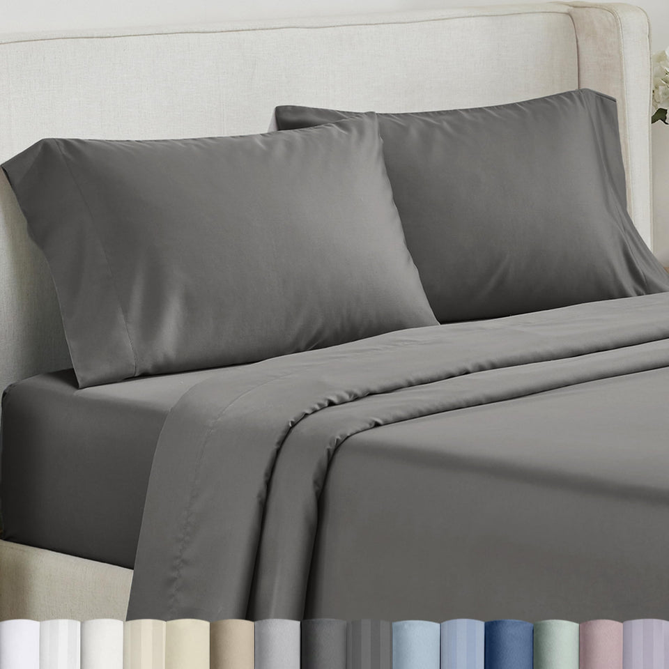 California Design Den soft-silky pillowcase in dark gray with smooth sateen finish for restful sleep.