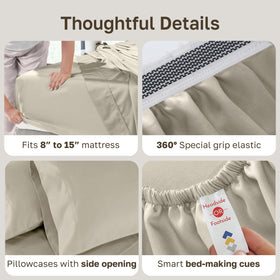 Easy-care label details on California Design Den split-king sheets