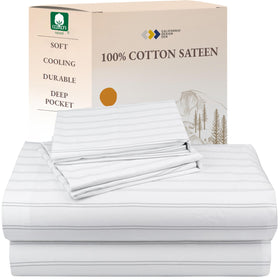 California Design Den stripe sheets queen top sheet for a smooth, coordinated look.