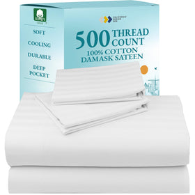 California Design Den striped queen flat sheet with silky sateen finish for everyday comfort.