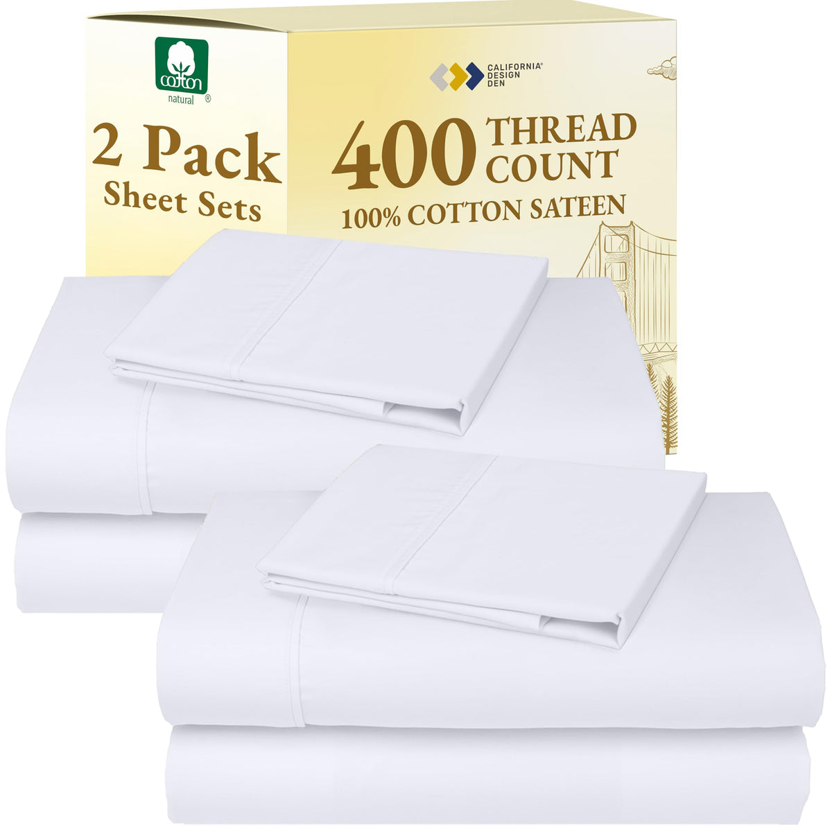 California Design Den twin flat sheet in bright white, crisp breathability.