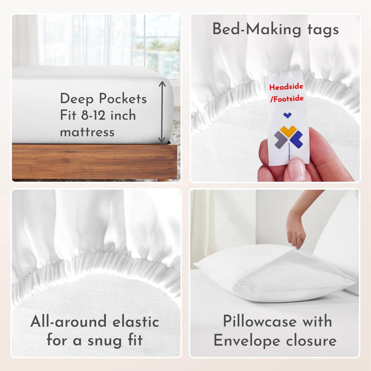 Standard pillowcase from California Design Den with simple closure.
