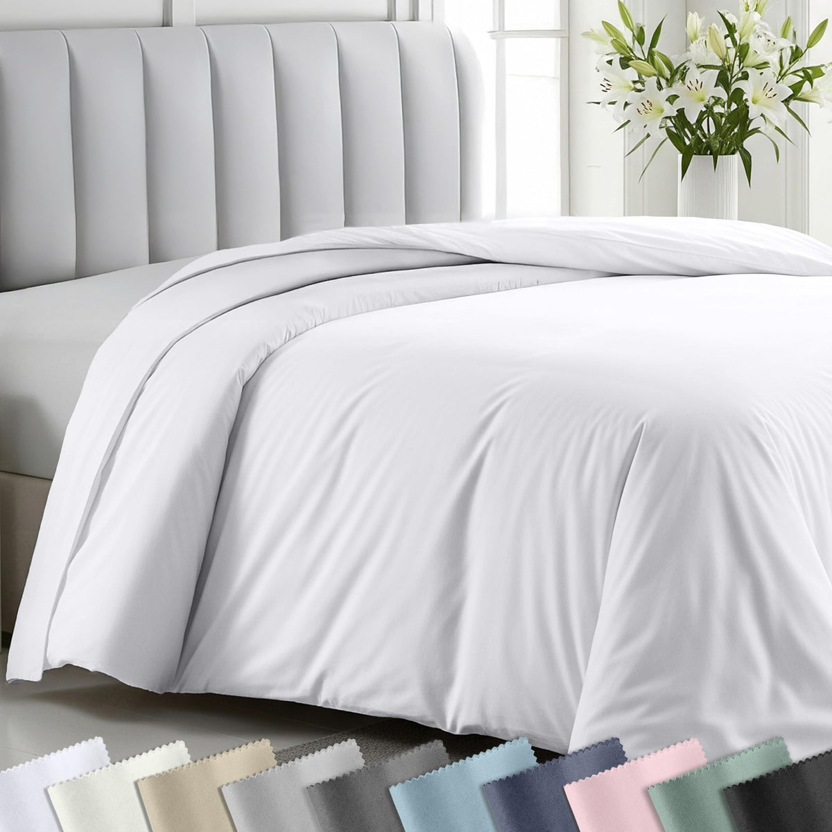 California Design Den twin-xl duvet cover close-up fabric shows premium sateen softness.