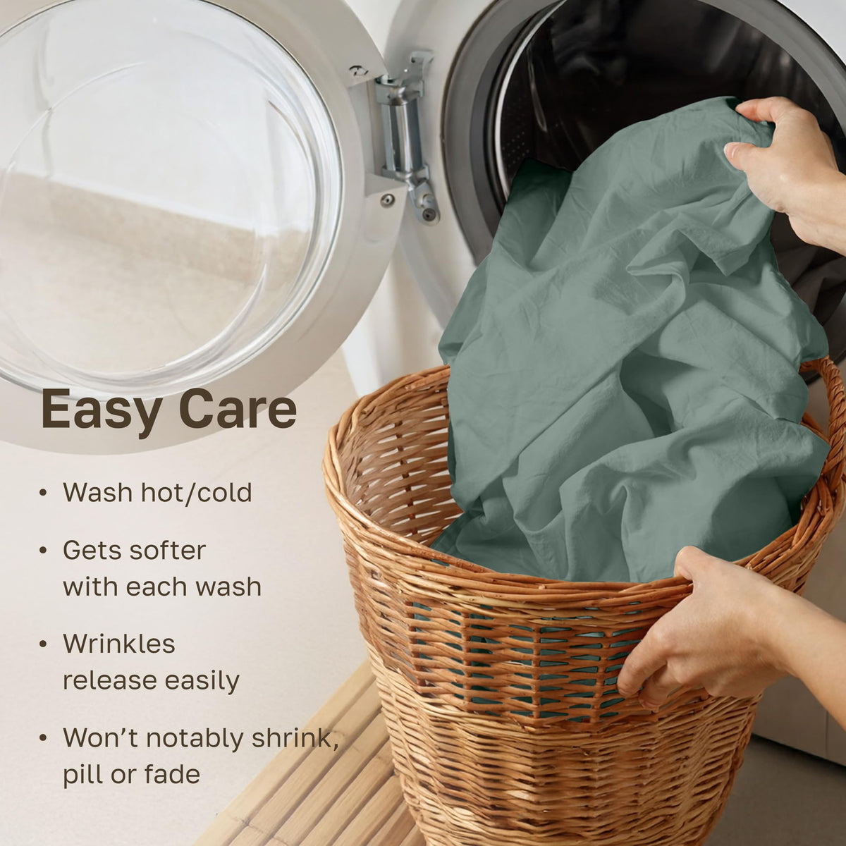 California Design Den bed set after washing softens with use.