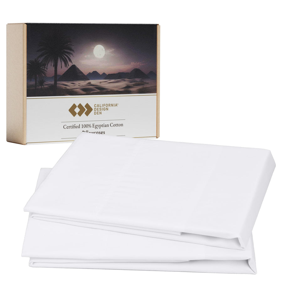 California Design Den Egyptian cotton pillowcase king set of 2 in white with a smooth sateen finish