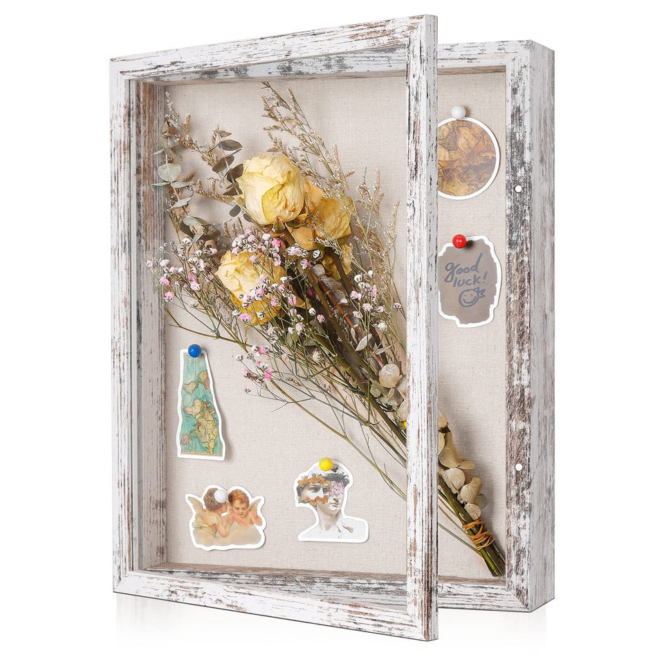 Califortree 11x14 shadow box front view for flexible gallery of photos and keepsakes.