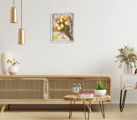 Califortree shadow box can sit on a table or hang on a wall for display.
