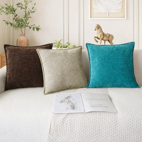 CaliTime decorative pillow on sofa adds cozy ambiance