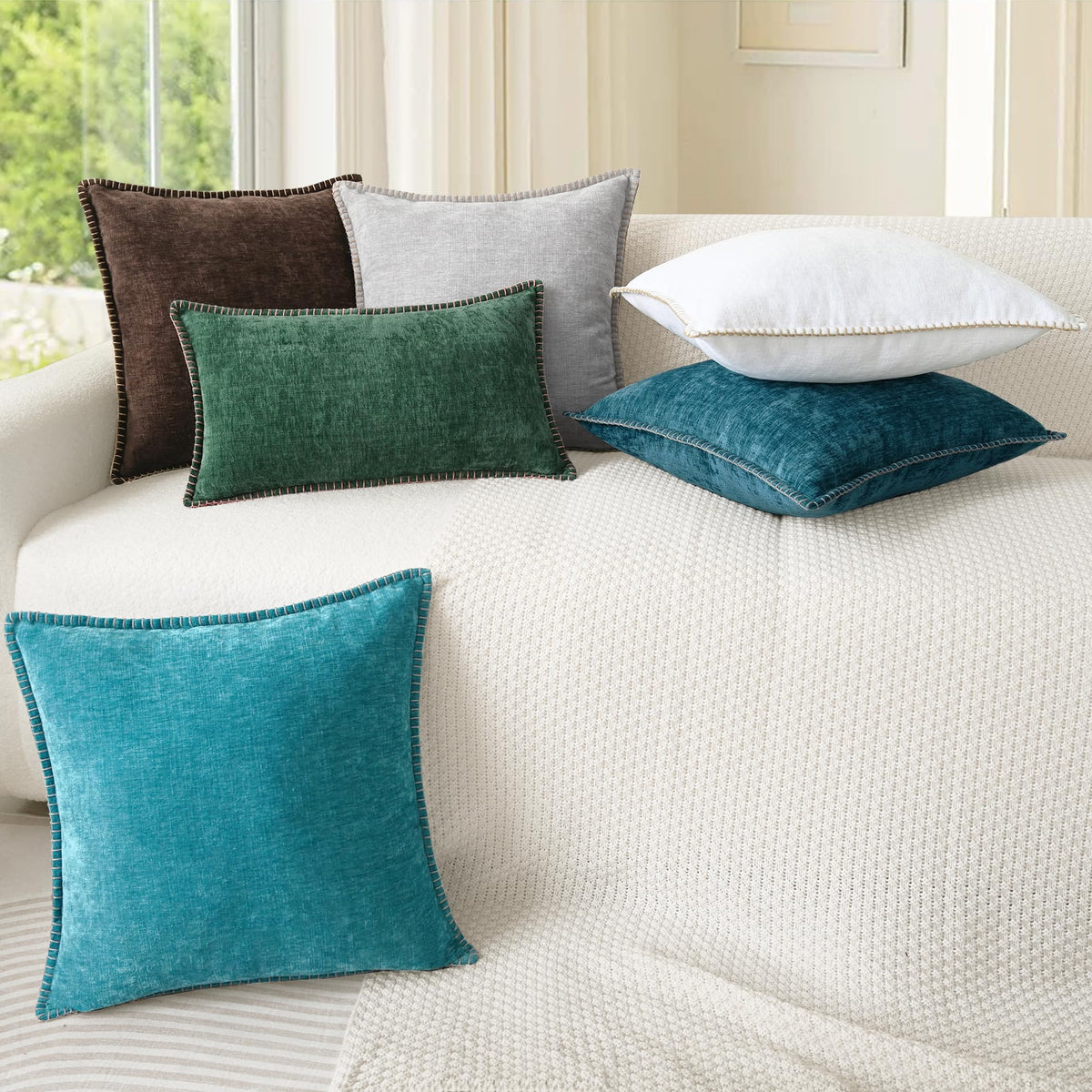 CaliTime solid color cover front view enhances room style