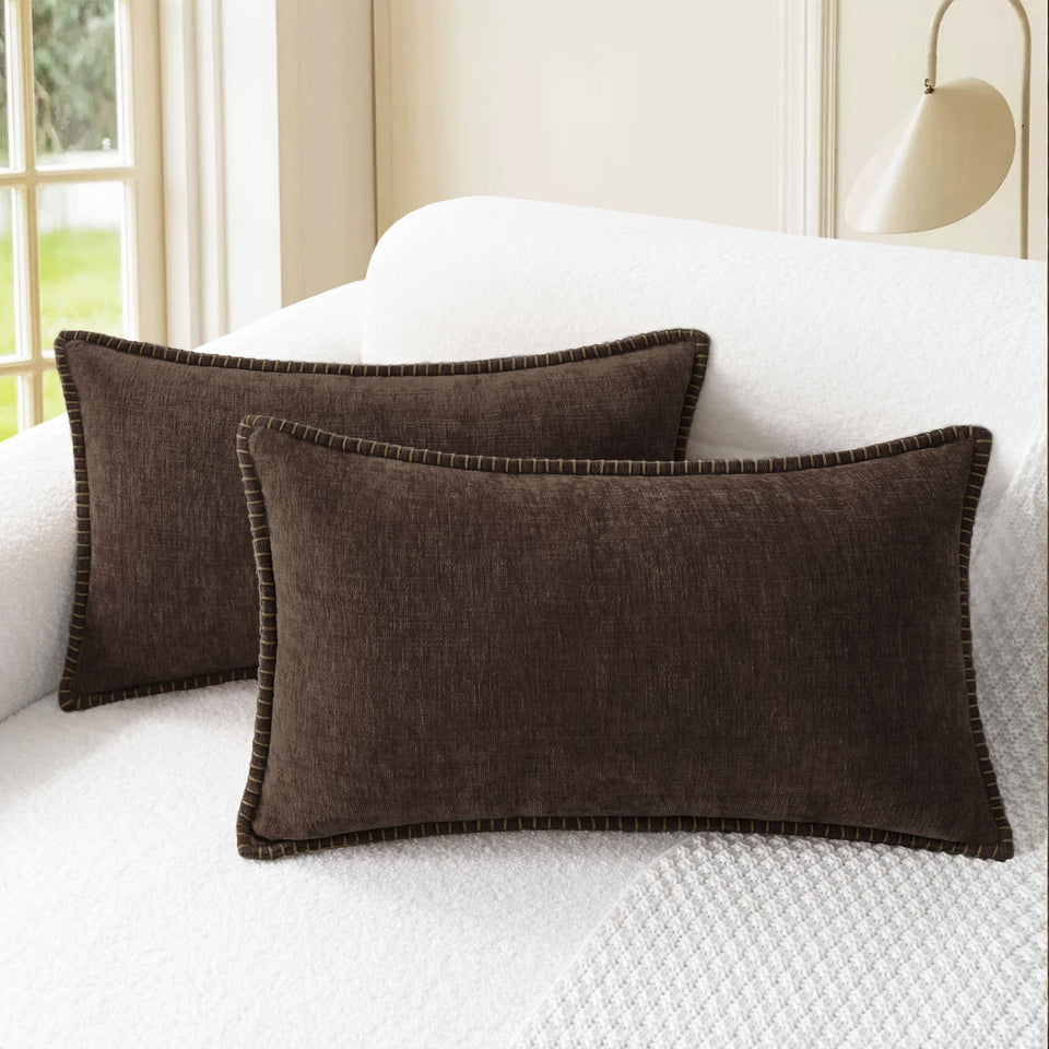 CaliTime throw pillow covers 12x20 solid color on sofa for versatile decor