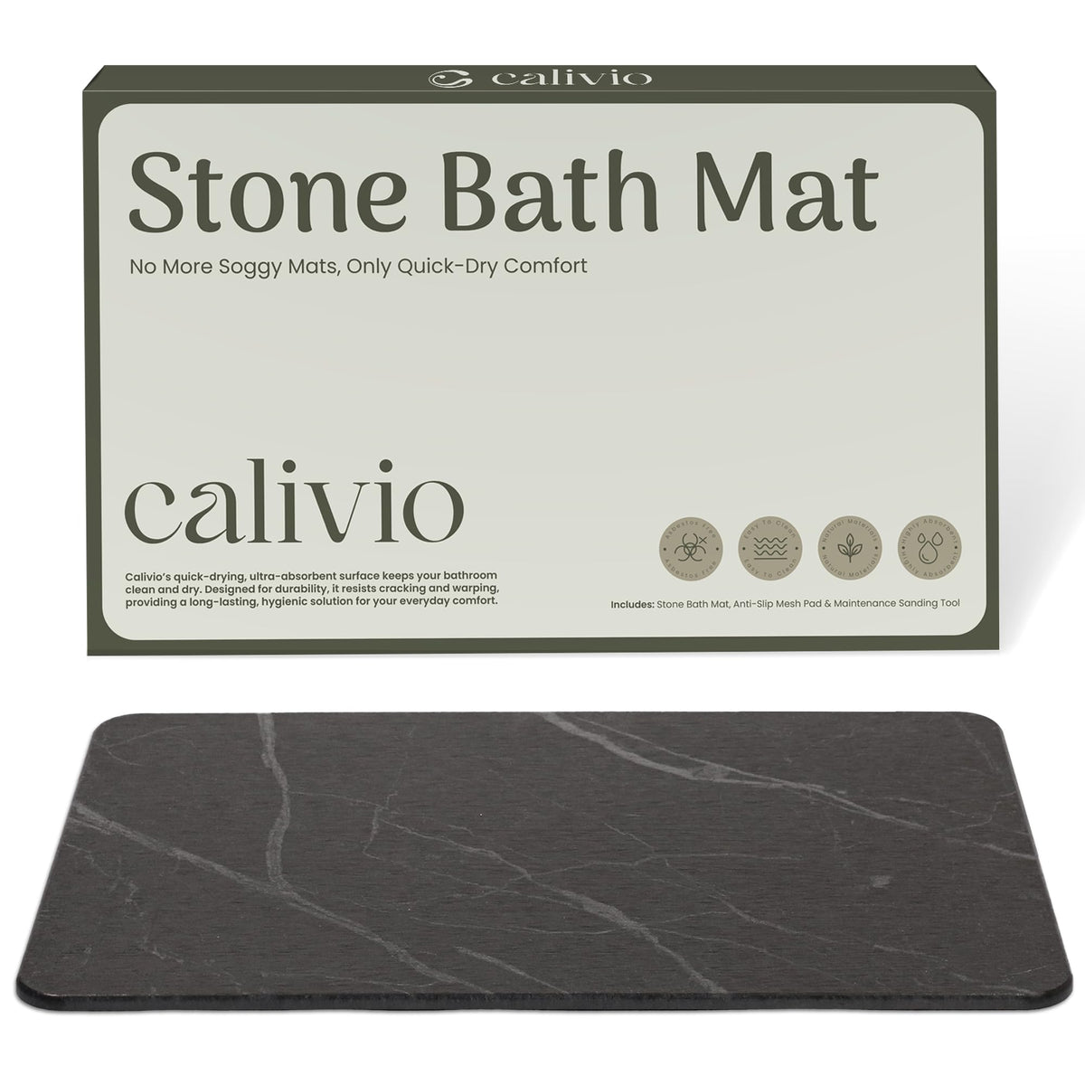 Calivio diatomite absorption close-up highlights instant drying performance.