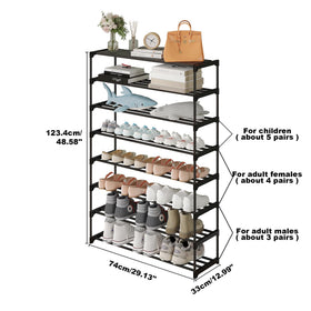 Calmootey 8-Tier Shoe Rack assembly with labeled pieces and quick setup