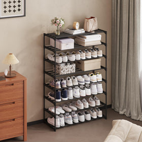 Calmootey 8-Tier Shoe Rack metal frame close-up showing sturdy construction
