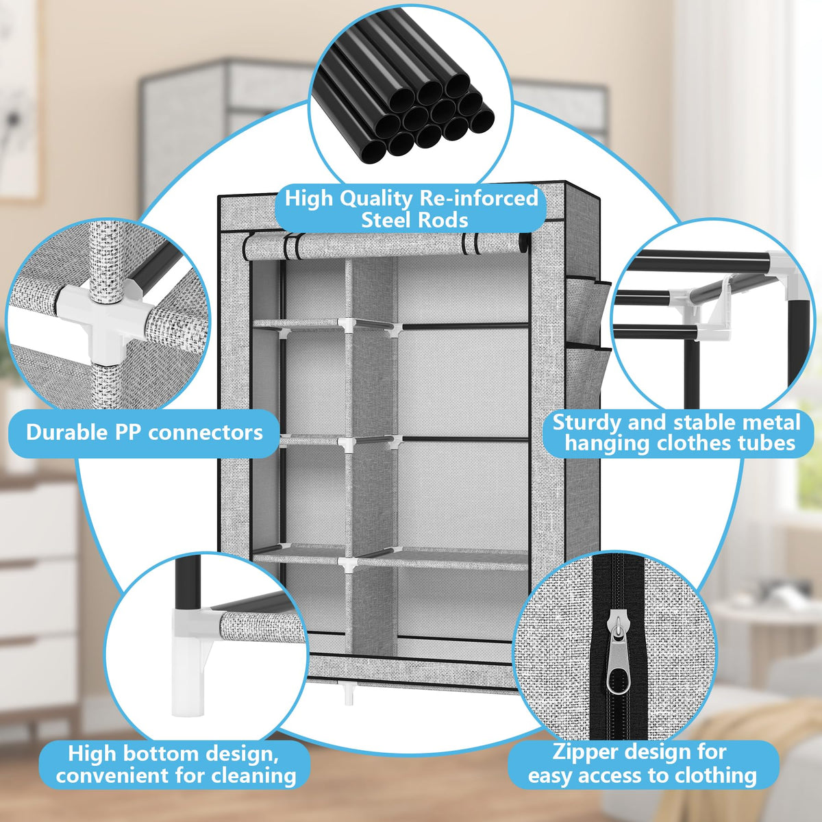 Calmootey closet includes tools and clear installation instructions.
