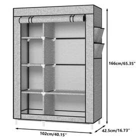 Calmootey wardrobe with roll-up door for quick access to outfits.
