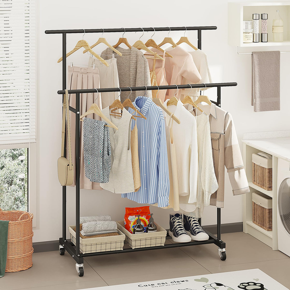 Calmootey rack bottom shelf stores shoes neatly for organized entryways.