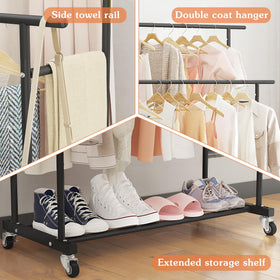 Calmootey rack sturdy frame supports regular wardrobe loads.