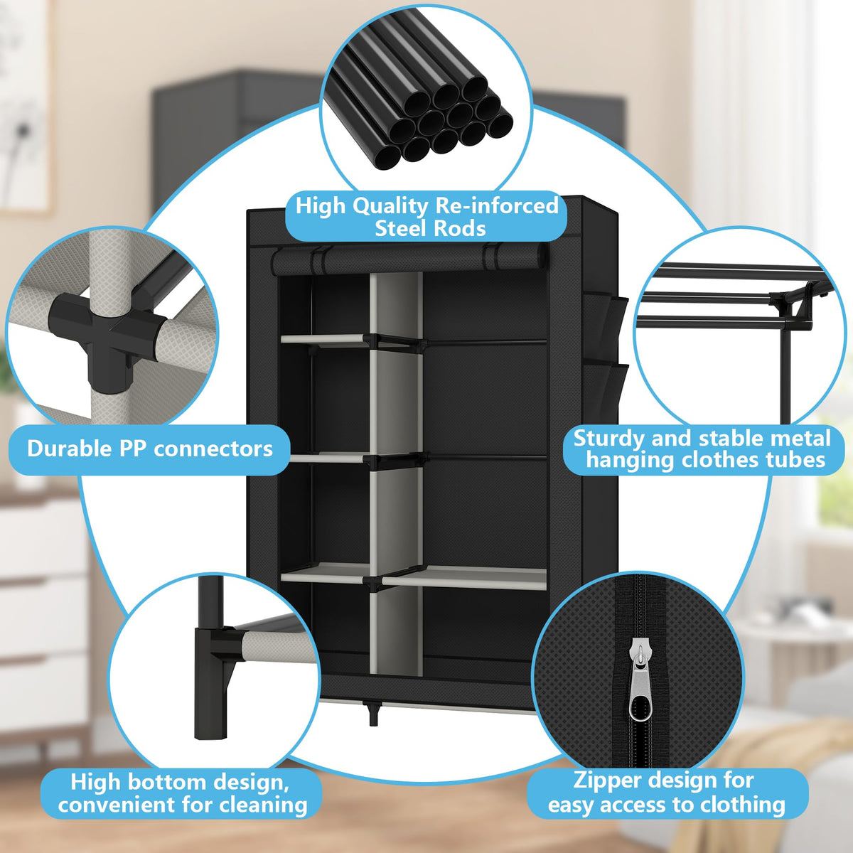 Calmootey portable closet assembly tools included for stress-free setup.