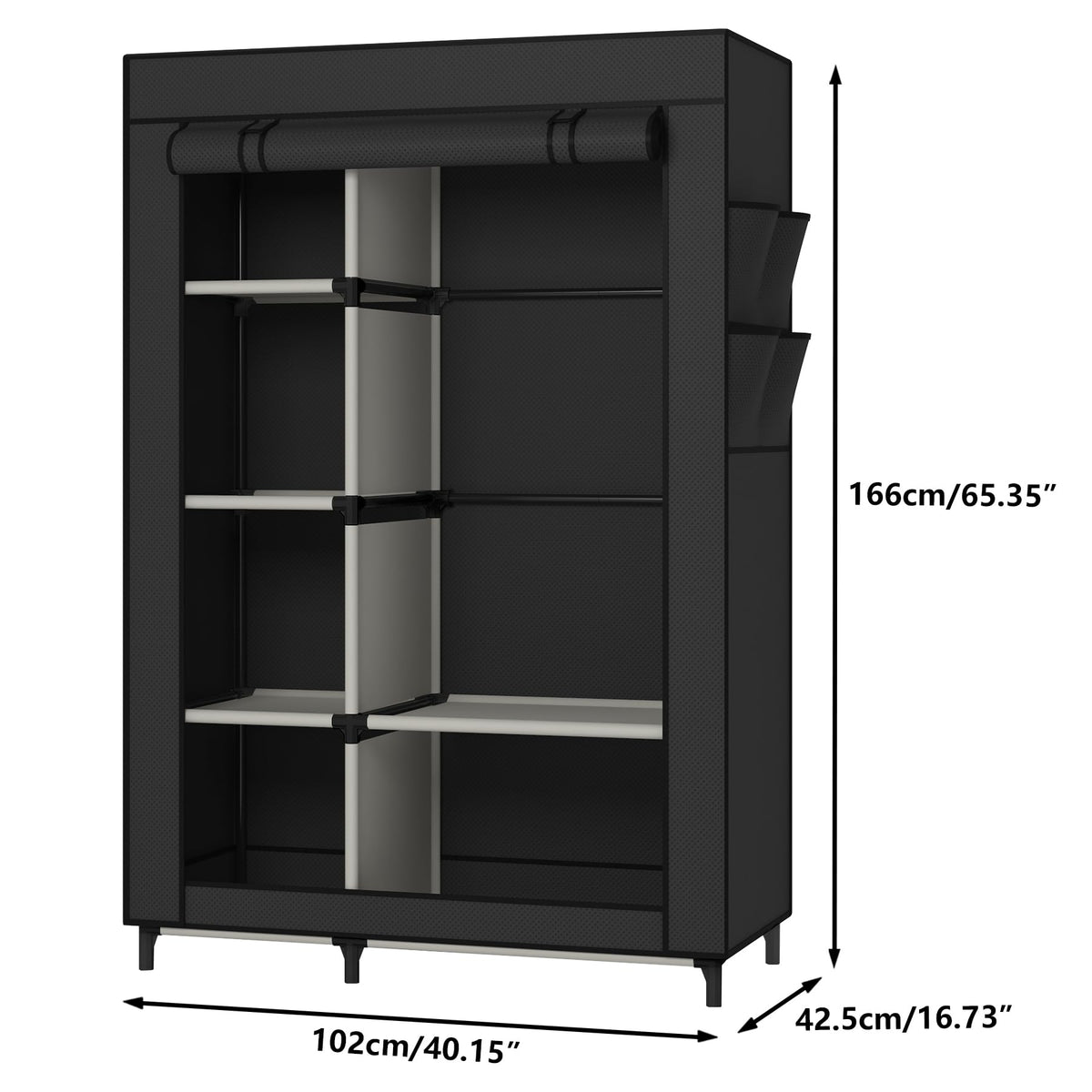 Calmootey portable closet shelves support tidy organization of tops and accessories.