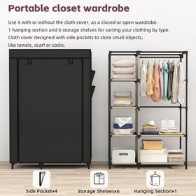 Calmootey portable closet side pockets store scarves and belts within easy reach.