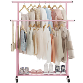 Calmootey rolling clothes rack with smooth wheels for easy room relocation.