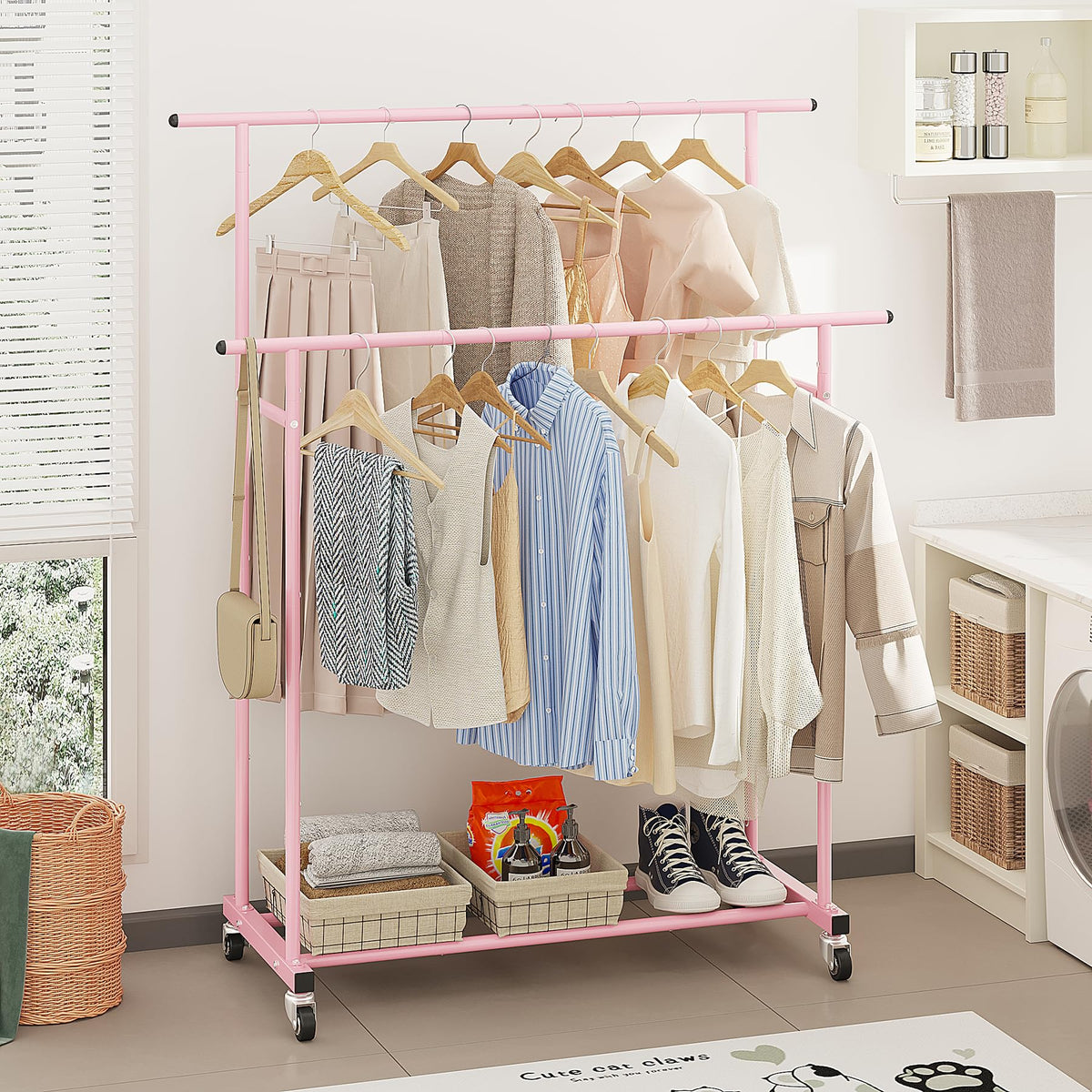 Calmootey sturdy hanging bar offers reliable support for daily outfits.
