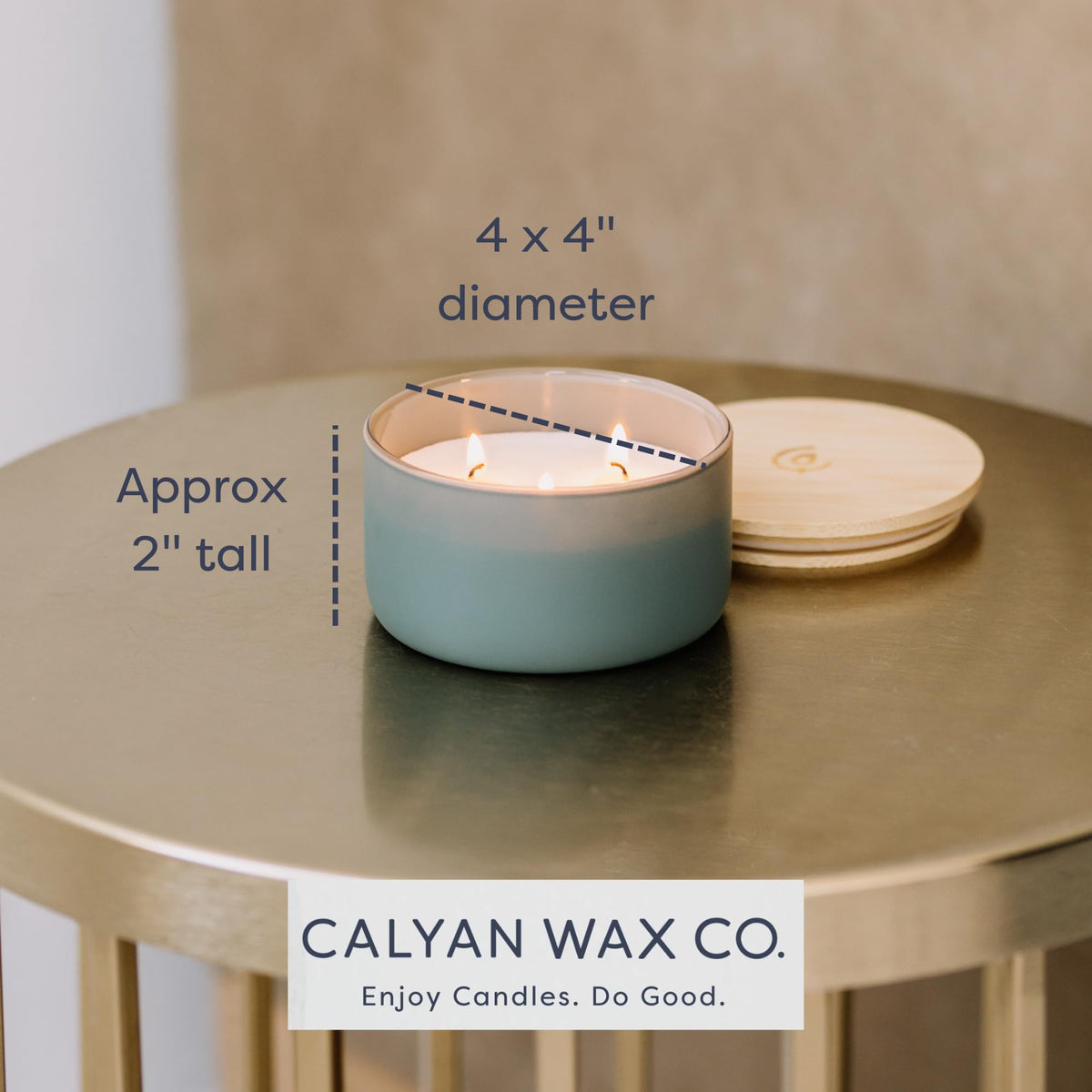Calyan Wax Co. three-wick burn area demonstrates even fragrance diffusion.