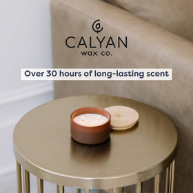 Calyan Wax Co. 3-Wick wick closeup demonstrates clean, even burn potential