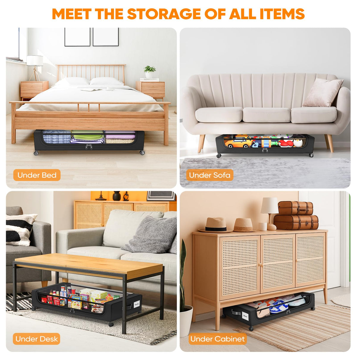 Camkey under-bed storage with lids protects items from dust and debris.