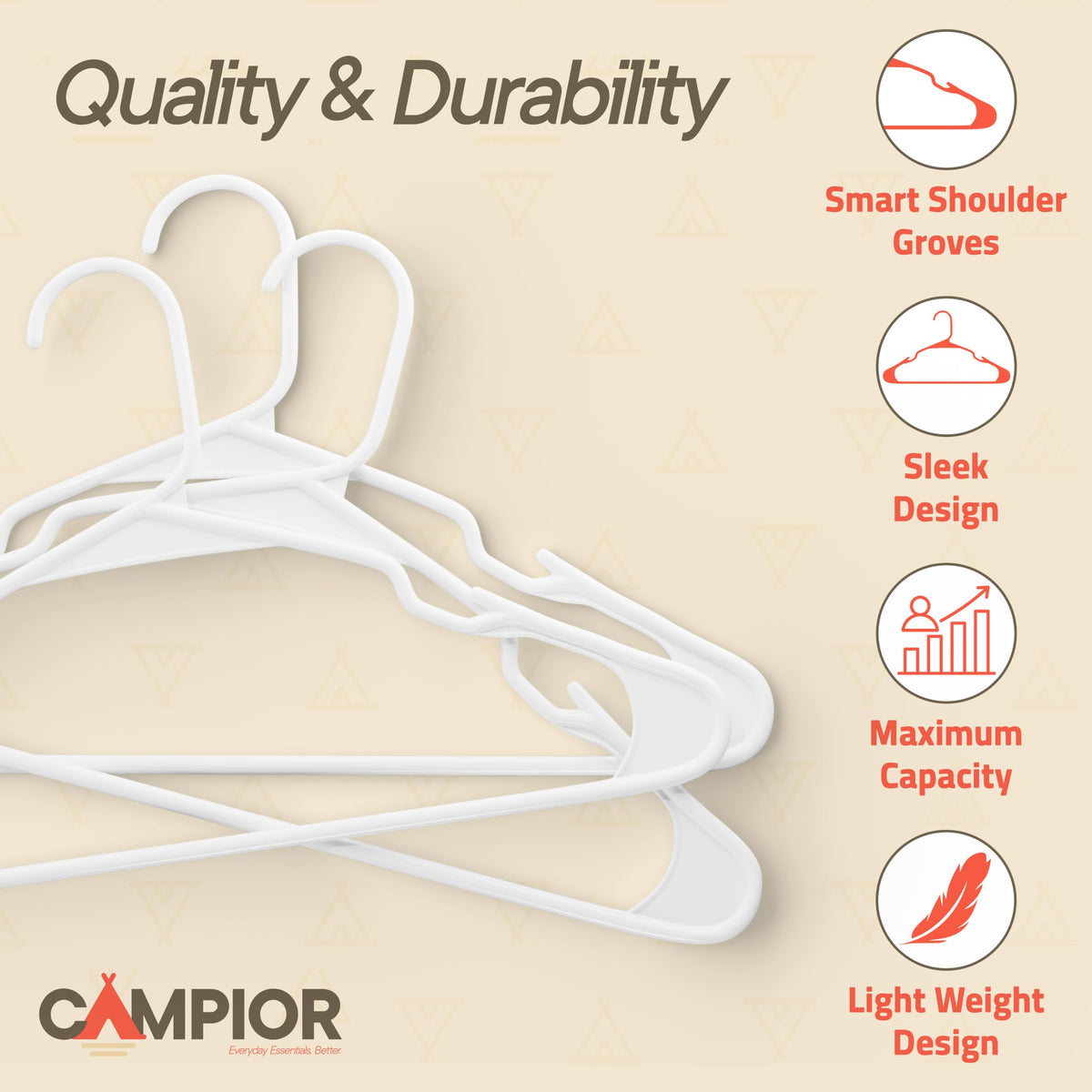 Campior ultra-slim 0-197-inch profile maximizes closet space for more outfits.