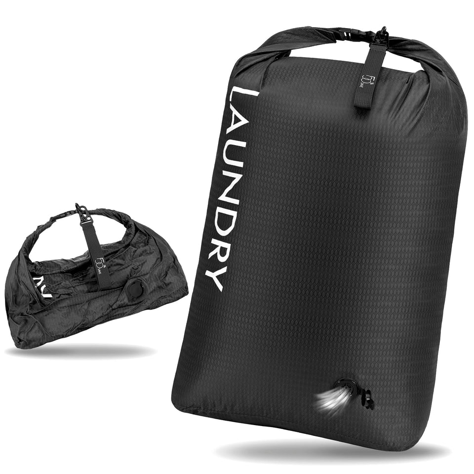 CANBOX compression laundry bag for travel showing spacious interior and compact packing