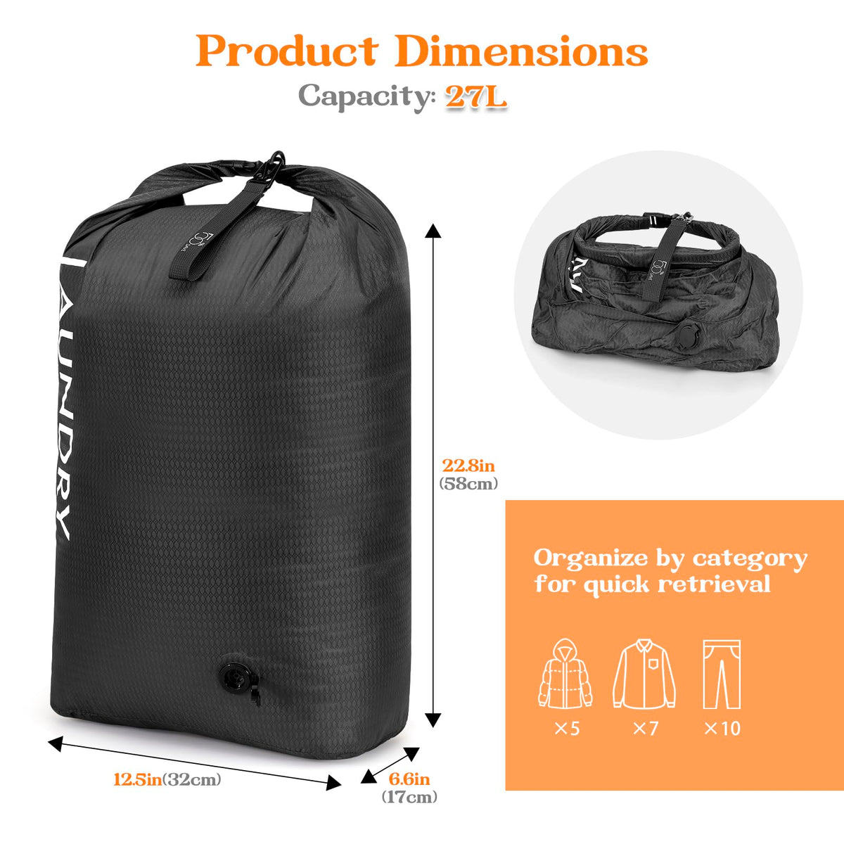 CANBOX bag with one-way air-release valve enabling easy space-saving compression