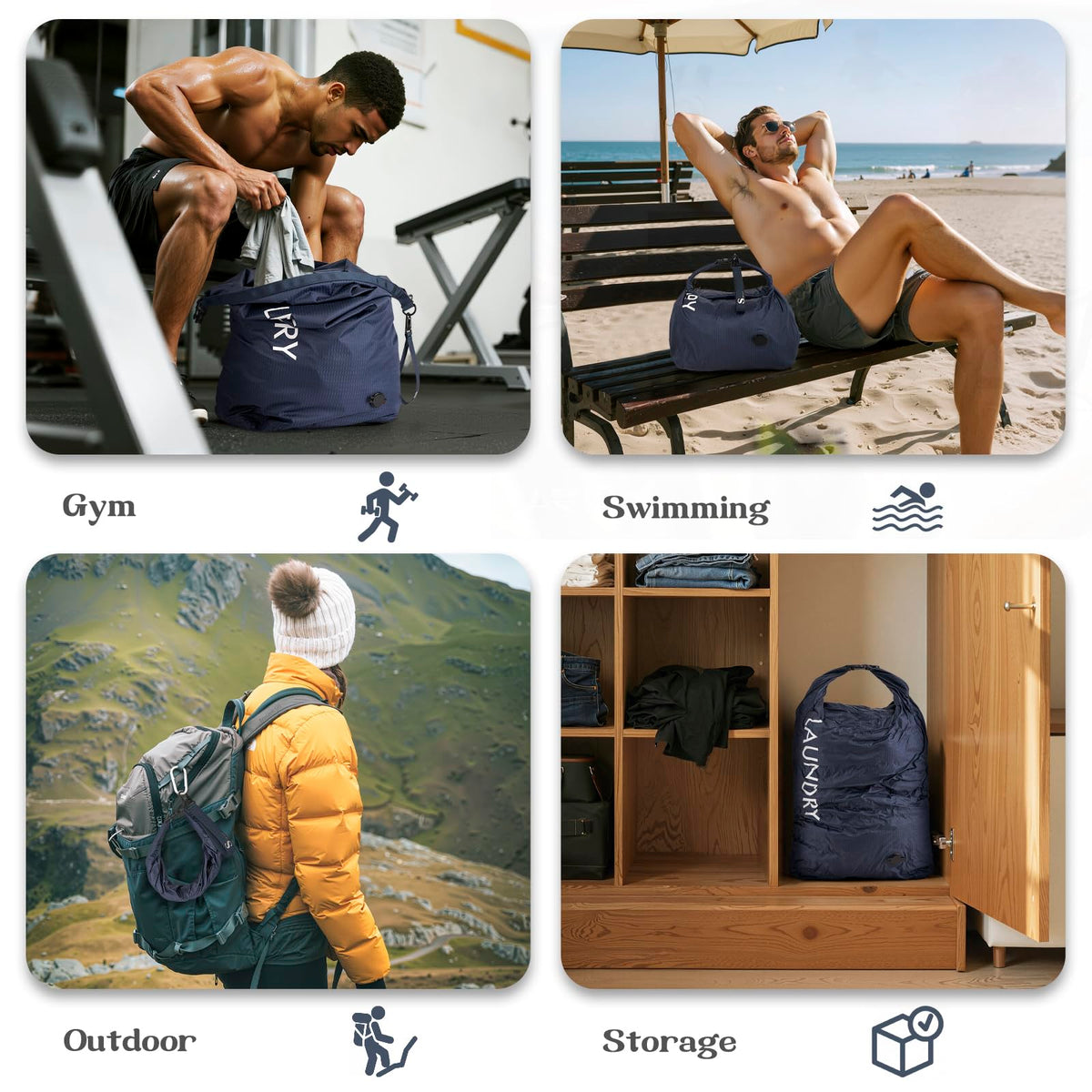 CANBOX Travel Laundry Bag rolled up for compact storage when not in use