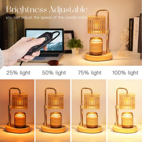Candeldo amber-striped shade candle warmer adds soft, decorative glow.
