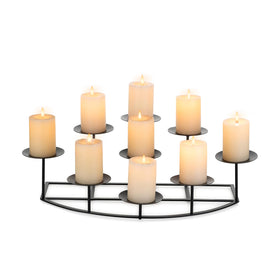Candeldo candelabra fireplace candle holder in black enhances mantle decor with elegant, versatile use.