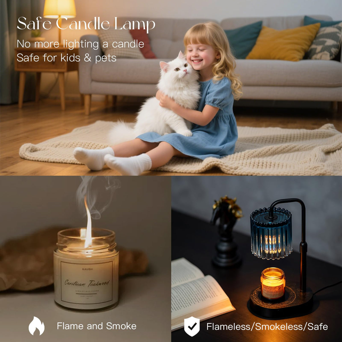 Candeldo Candle Warmer Lamp Height-Adjustable feature fits desks and tables.