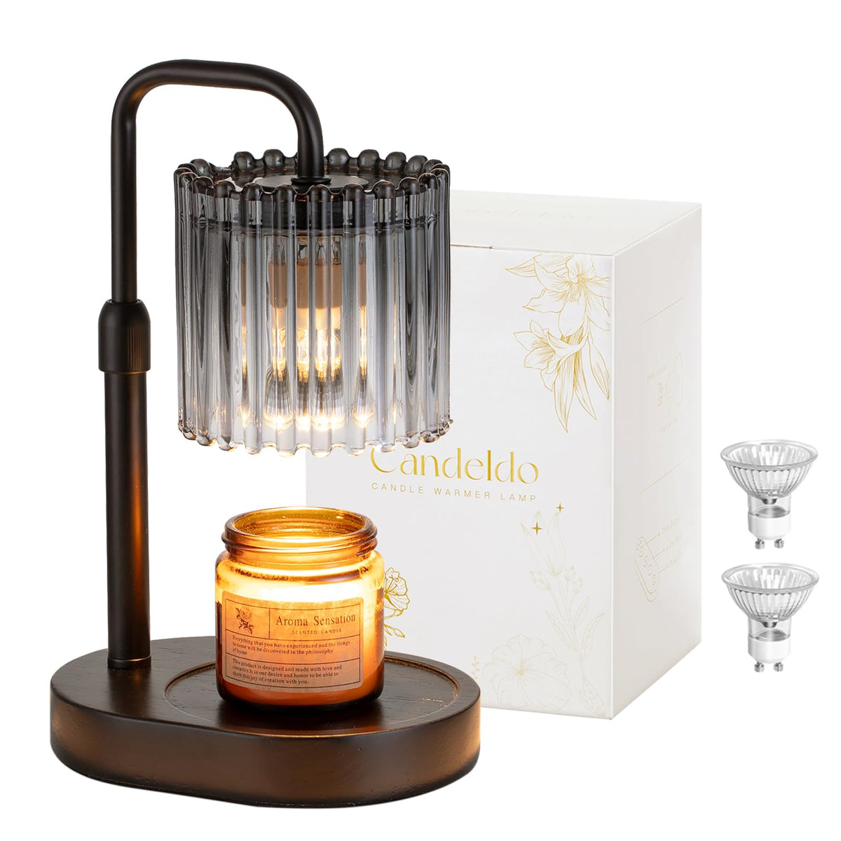 Candeldo candle-warming-lamp black provides safe ambience in living spaces