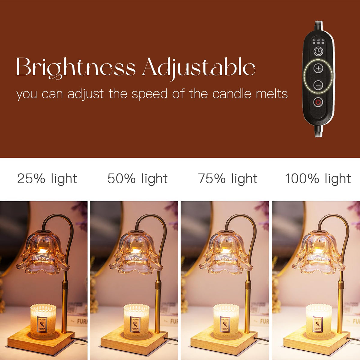 Candeldo timer and dimmer controls offer flexible scent sessions.