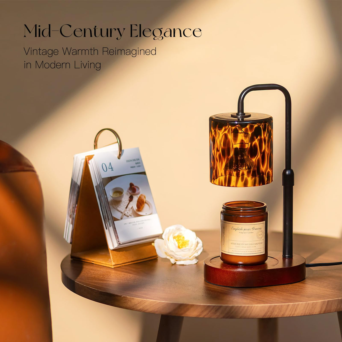 Candeldo vintage leopard shade shows decorative swirl for cozy bedroom ambiance.