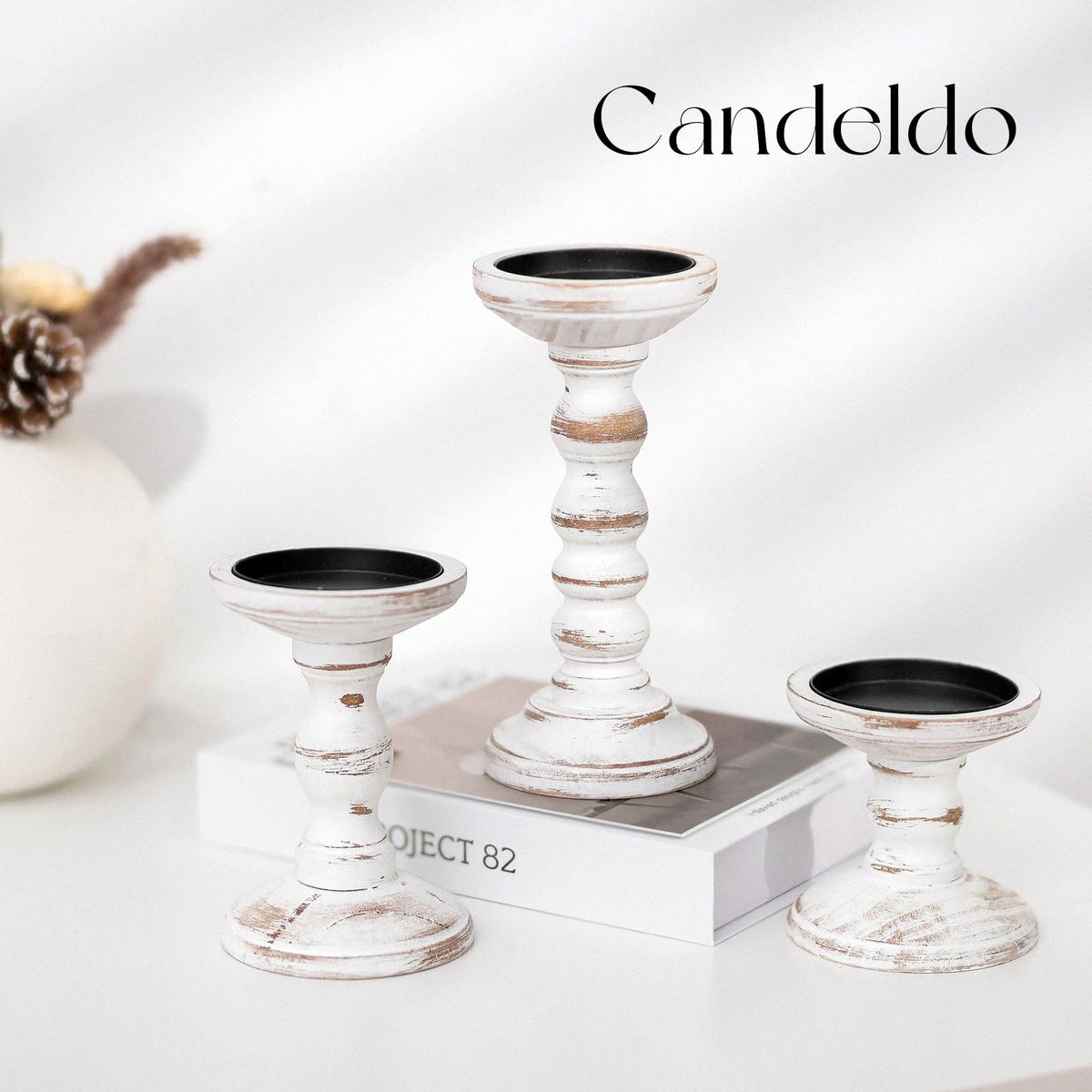 Candeldo whitewashed wood detail catches warm light