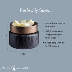 Candle Warmers ETC 2-in-1 overall dimensions 5.4 by 5.4 by 3.4 inches.
