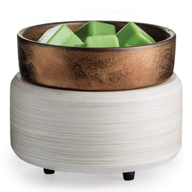 Candle Warmers ETC 2-in-1 warmer with whitewashed bronze finish; safe fragrance diffusion.