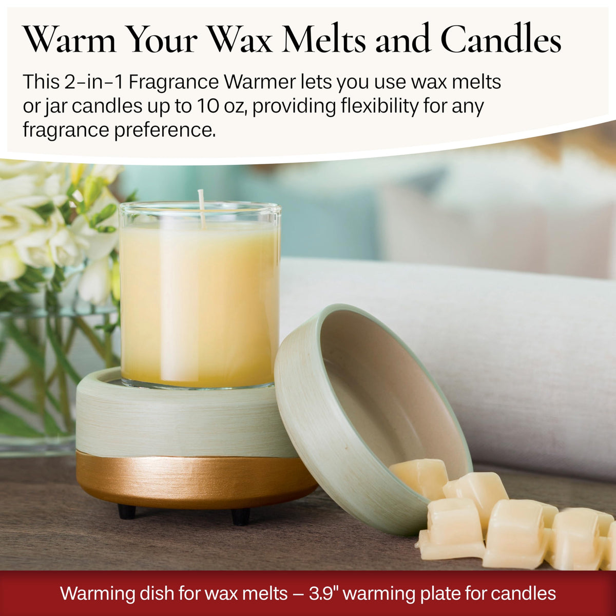 Candle Warmers Etc 2 in 1 warming plate for candles provides safe consistent scent