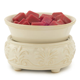 Candle Warmers 2-in-1 warmer base candle for even melting and fragrance release.