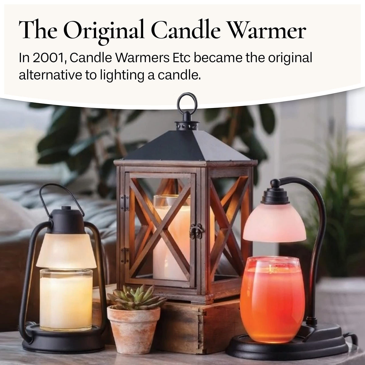 Candle Warmers Etc auto shutoff plate white packaging in view suggests gift-ready safety.
