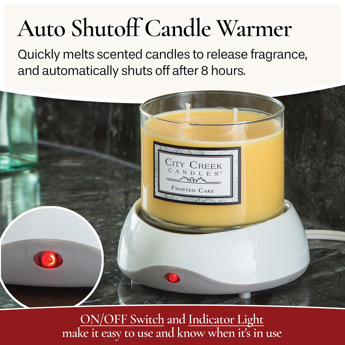Candle Warmers Etc auto shutoff plate white top view highlighting the large heat plate for even melting.