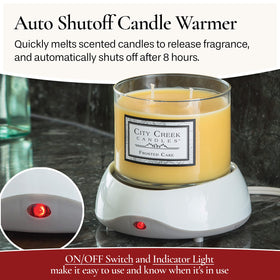 Candle Warmers Etc auto shutoff plate white top view highlighting the large heat plate for even melting.