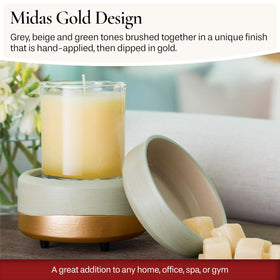 Candle Warmers Etc elegant gold accents enhance decor while scenting the room