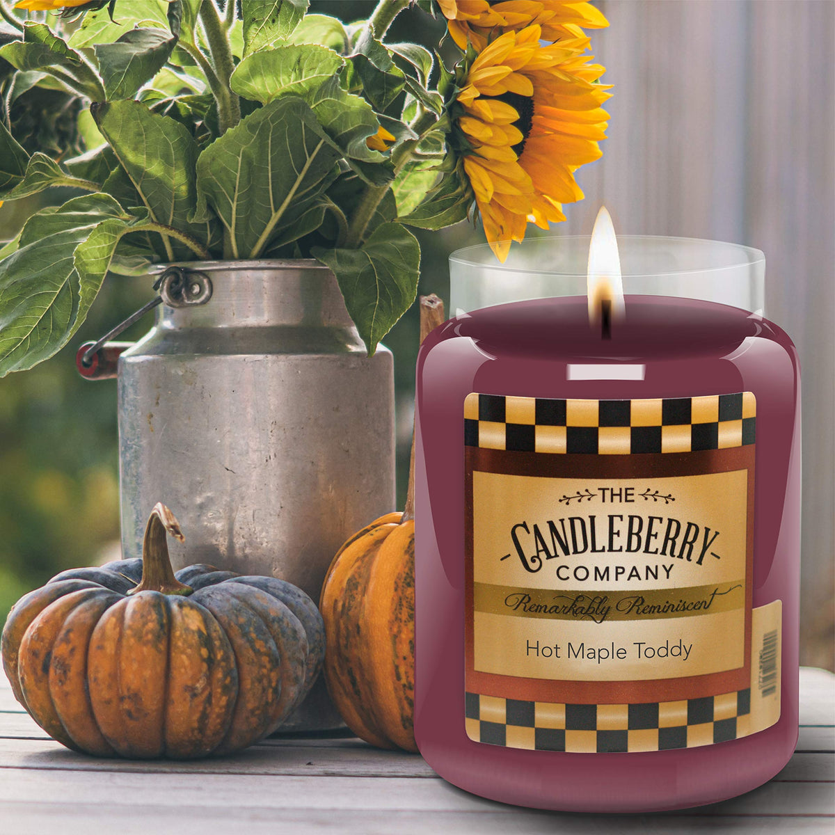 Candleberry Hot Maple Toddy ambient-light scene enhances evenings.