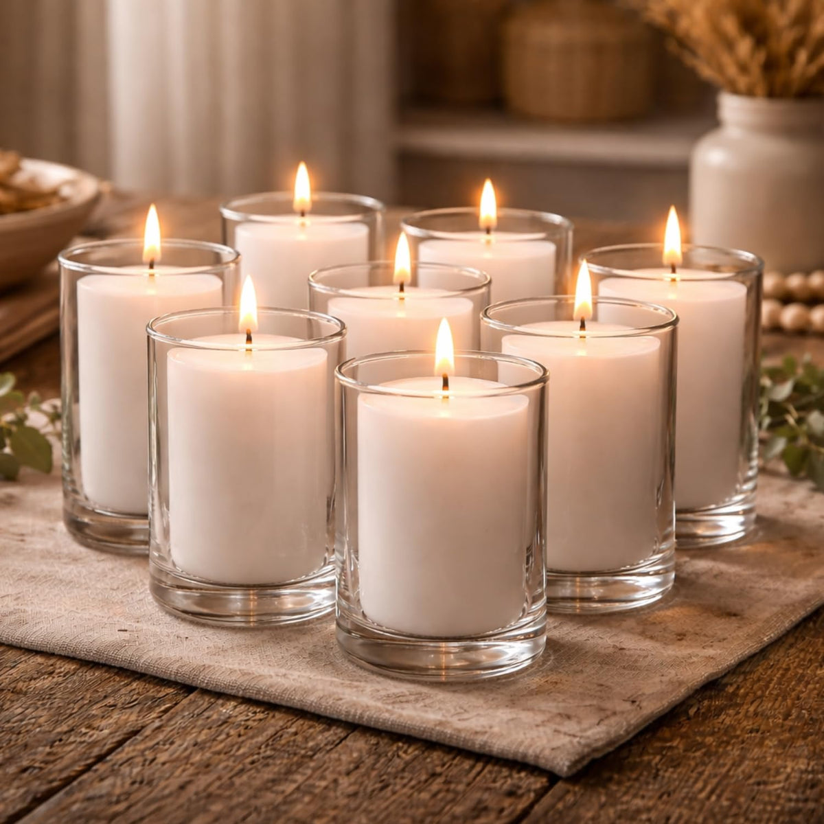 Candlestick table lighting enhances weddings, dinners, and home gatherings with warm glow.